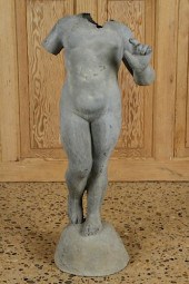 ANTIQUE LEAD GARDEN STATUE NUD