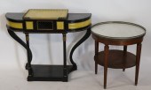 ANTIQUE LEATHERTOP CONSOLE TOG