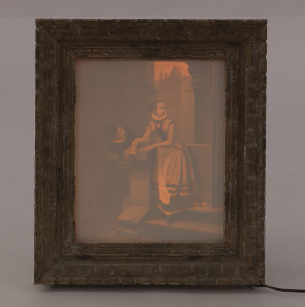 ANTIQUE LITHOPHANE 16 ¾" x 14 ½"