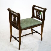 ANTIQUE LYRE DESIGN GILT BENCH