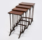 ANTIQUE MAHOGANY AND BURL NEST