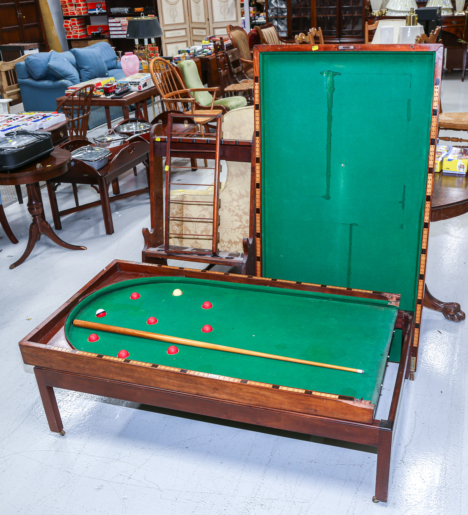 ANTIQUE MAHOGANY BILLIARD GAME