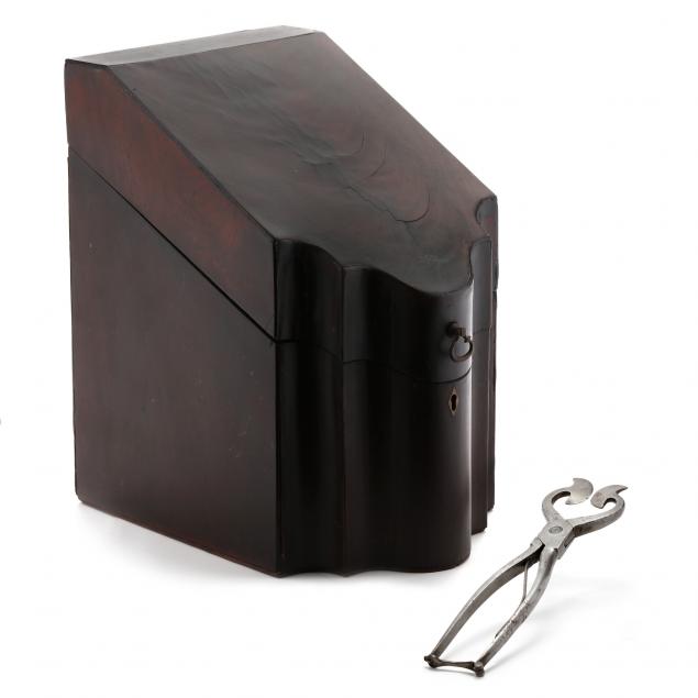 ANTIQUE MAHOGANY KNIFE BOX AND