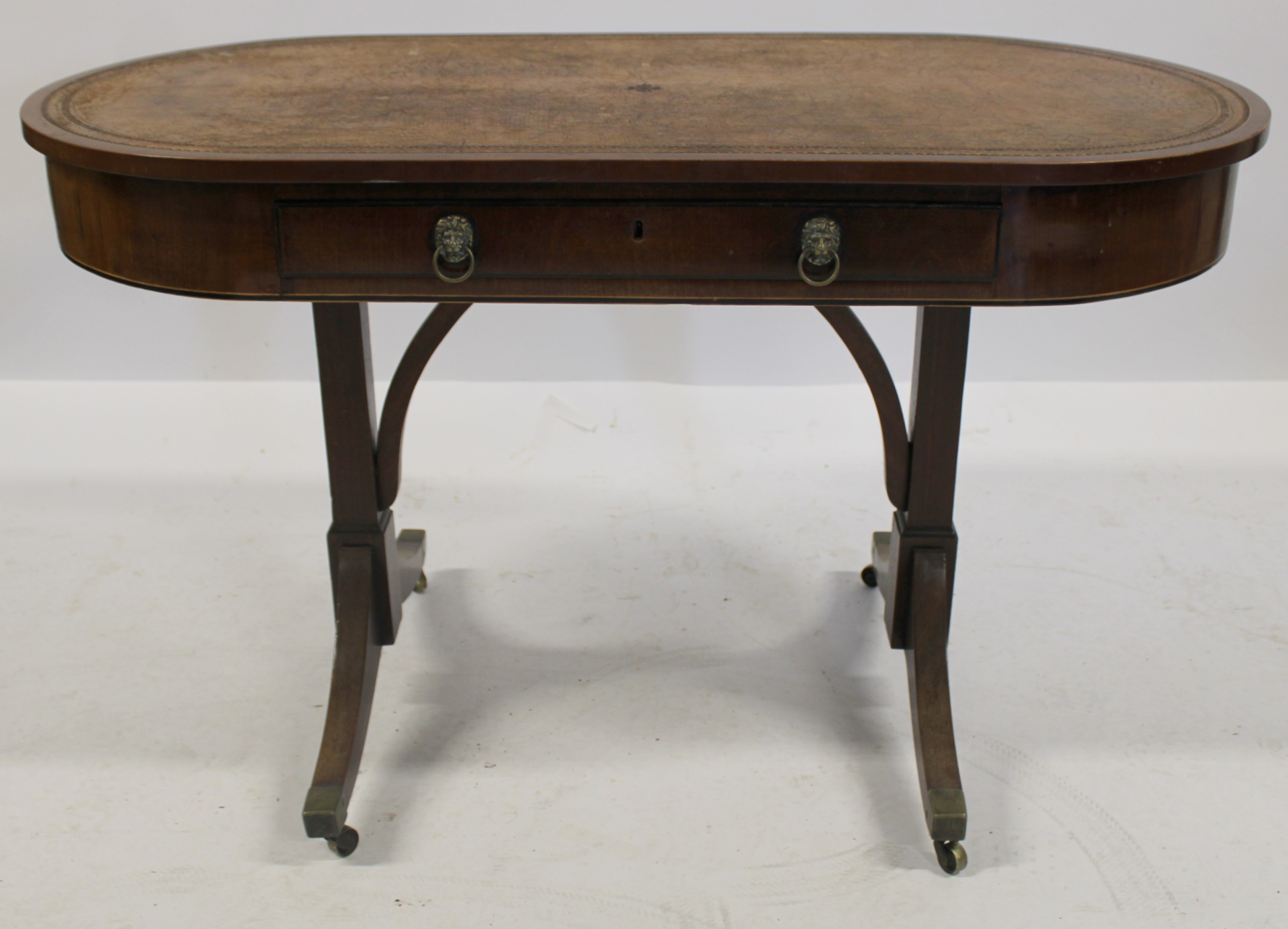 ANTIQUE MAHOGANY LEATHERTOP