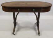ANTIQUE MAHOGANY LEATHERTOP TA