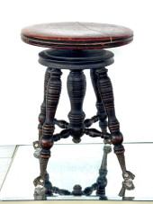 ANTIQUE MAHOGANY PIANO STOOL.<