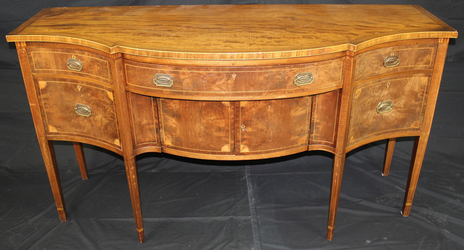 ANTIQUE MAHOGANY SERVER WITH FLORAL