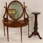 ANTIQUE MAHOGANY VANITY & CARV