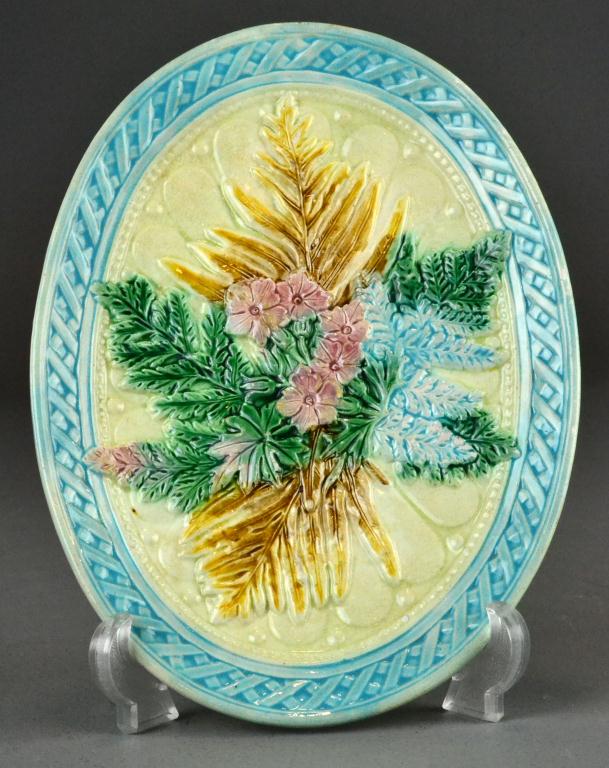 Antique Majolica Oval Plate with