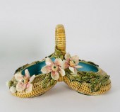ANTIQUE MAJOLICA PORCELAIN FLO