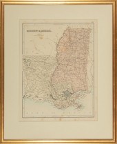 ANTIQUE MAP OF MISSISSIPPI AND
