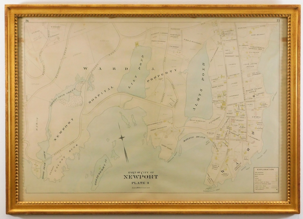 ANTIQUE MAP OF NEWPORT & MANSIONS