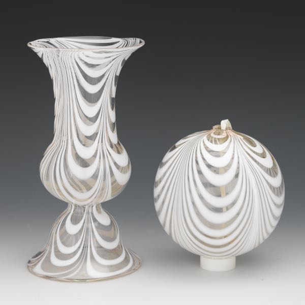ANTIQUE MARBRIE LOOPED GLASS VASE