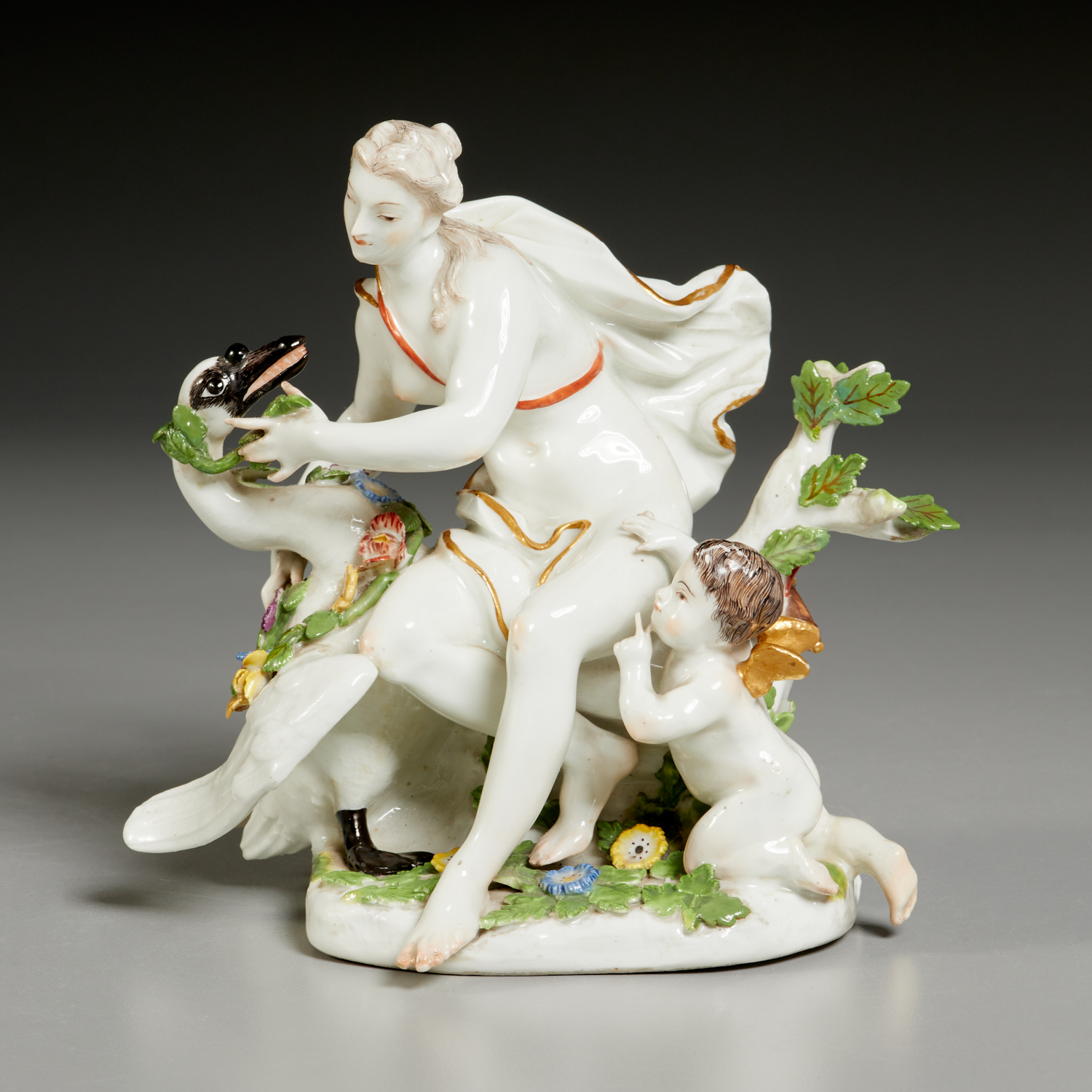 ANTIQUE MEISSEN LEDA AND SWAN