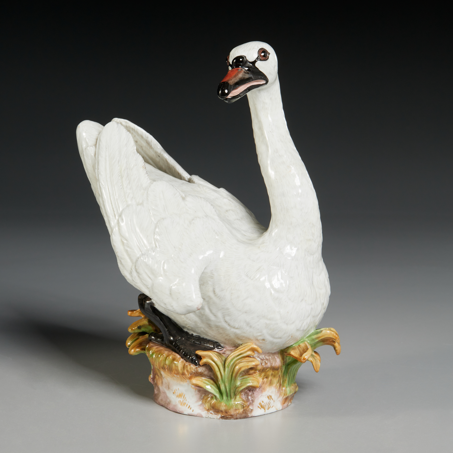 ANTIQUE MEISSEN PORCELAIN SWAN c.