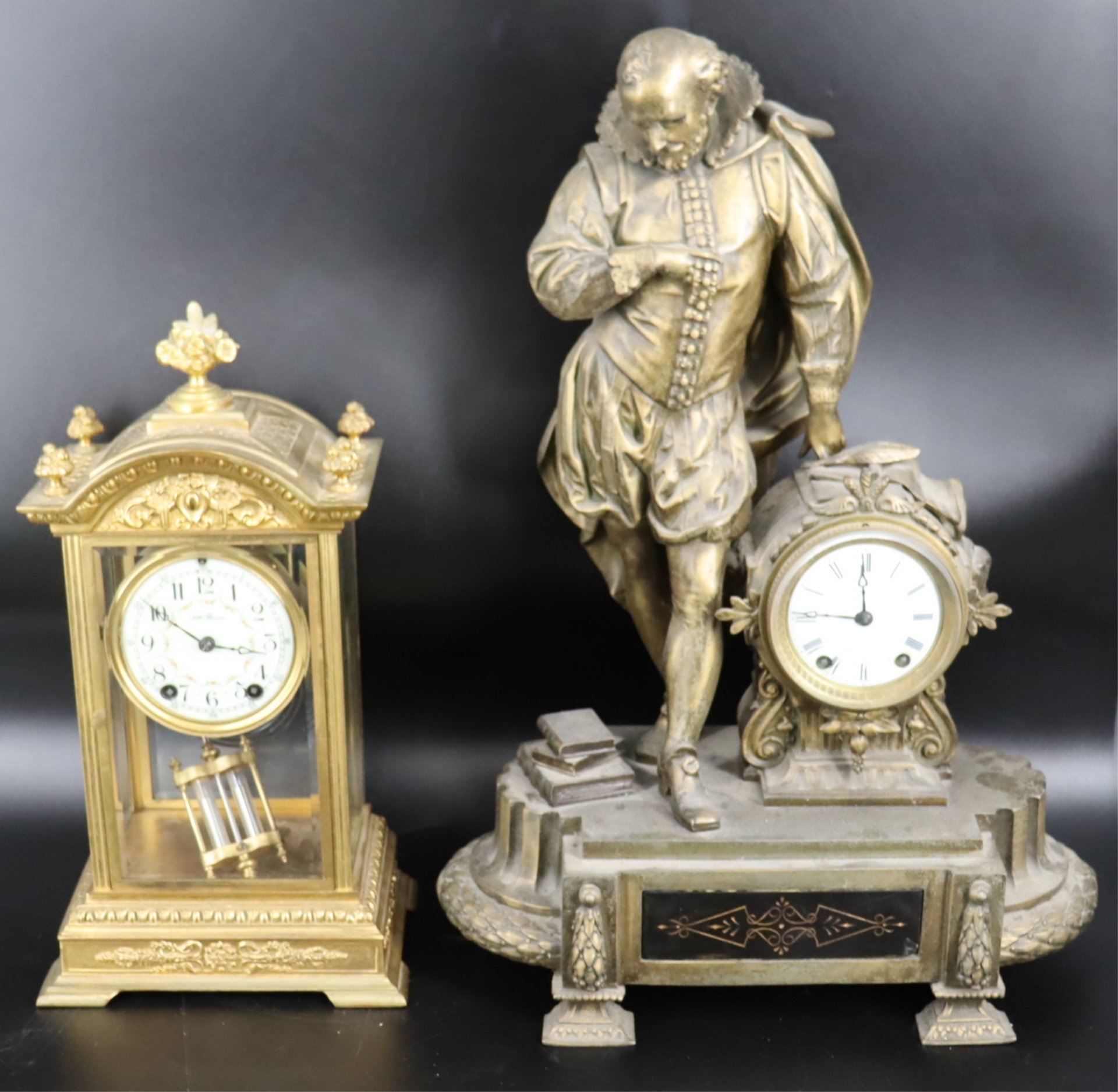 ANTIQUE METAL FIGURAL CLOCK