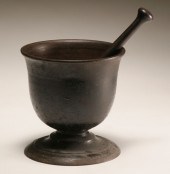 Antique metal pharmacy mortar