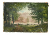 ANTIQUE MILTON SIGNED OIL PAIN