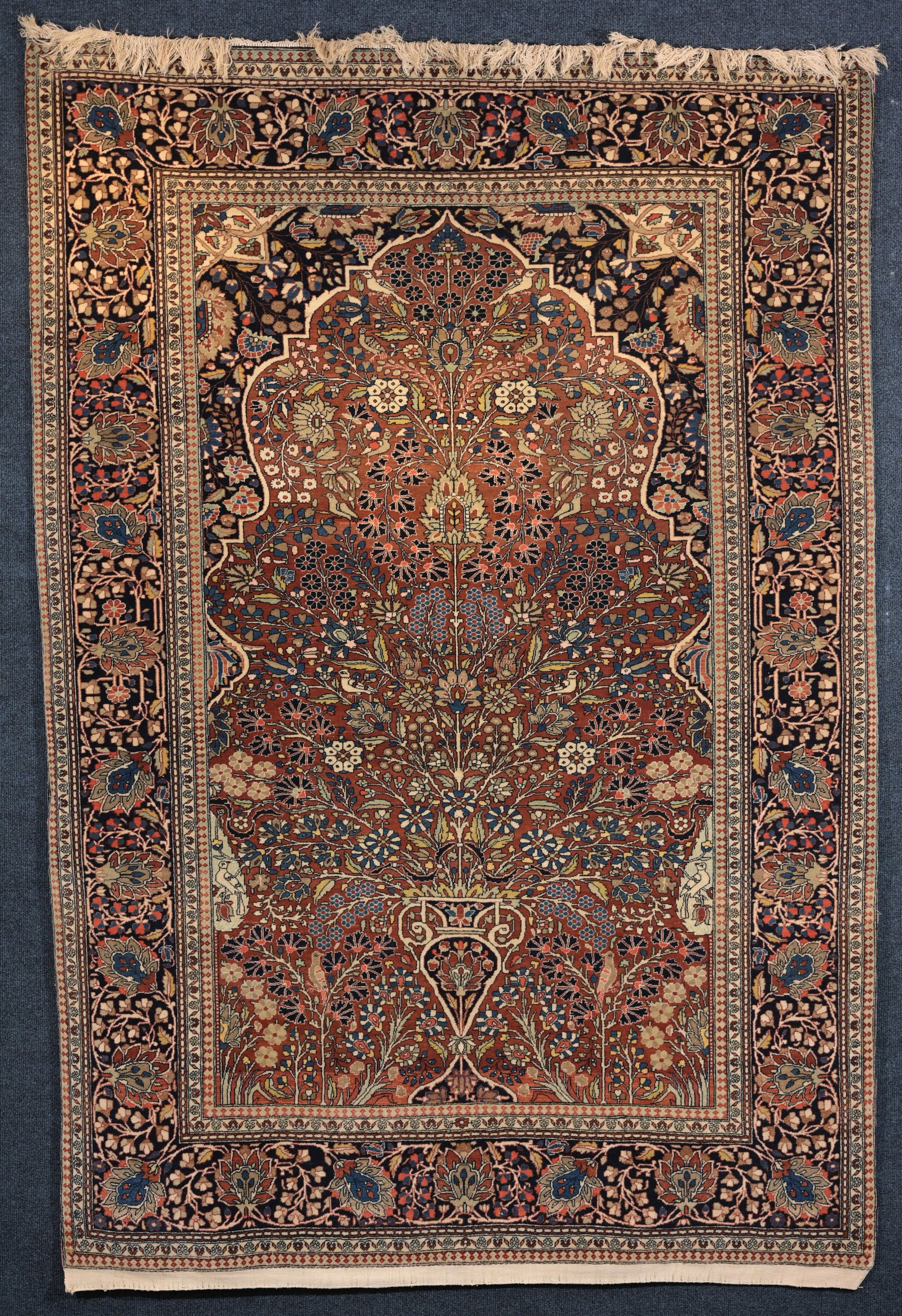 ANTIQUE MOHTASHAM KESHAN PRAYER RUG