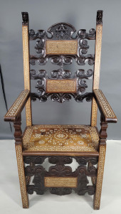 ANTIQUE MOORISH INLAID ARMCHAI
