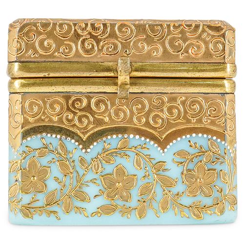 ANTIQUE MOSER OPALINE GILDED