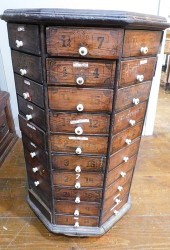 ANTIQUE MULT-DRAWER OCTAGONAL