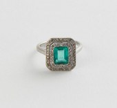 ANTIQUE NATURAL EMERALD AND DI