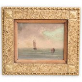 ANTIQUE NAUTICAL OIL ON BOARDD