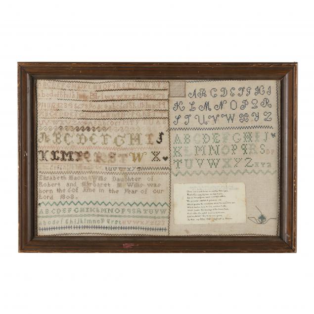 ANTIQUE NEEDLEWORK SAMPLER,