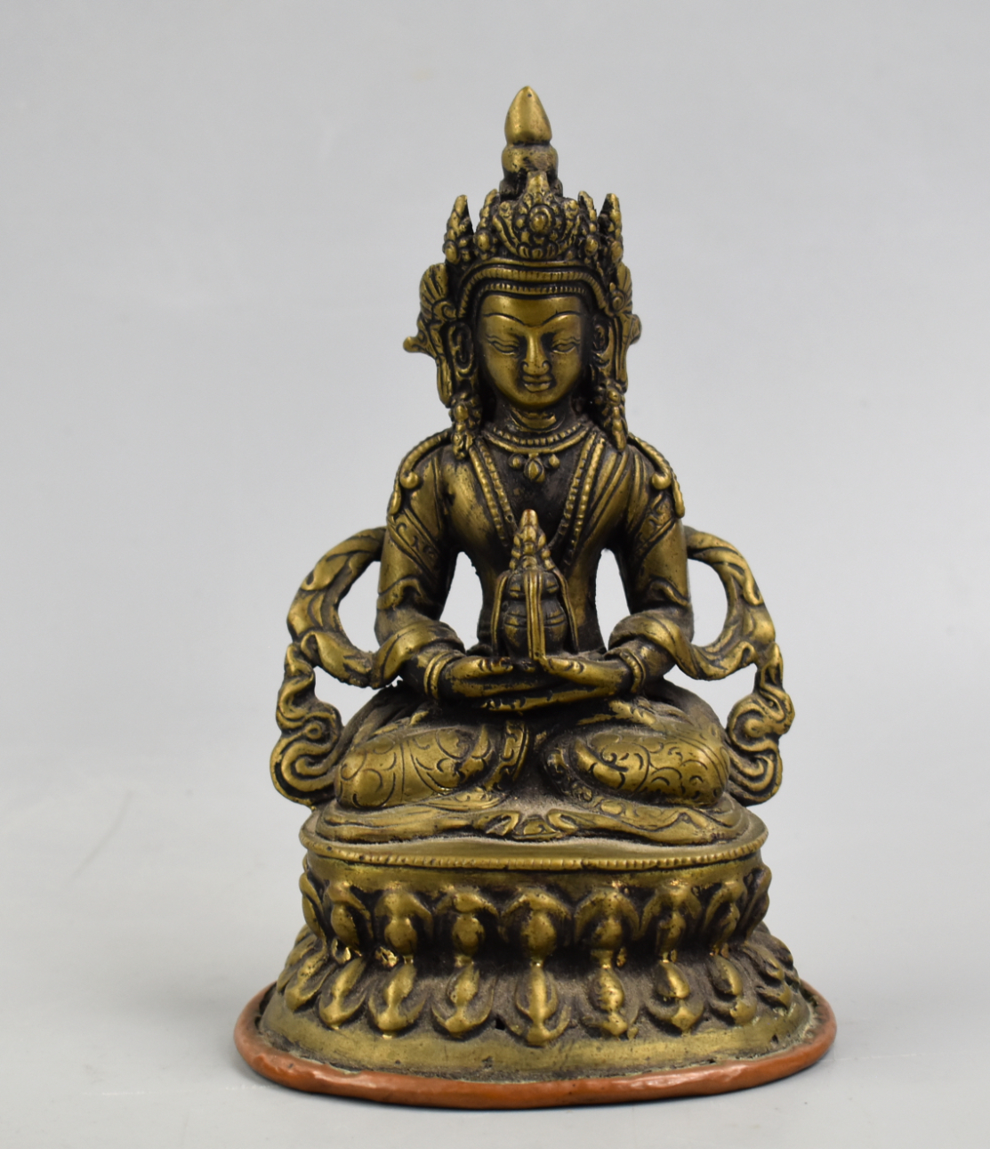 ANTIQUE NEPALESE GILT BRONZE BUDDHA