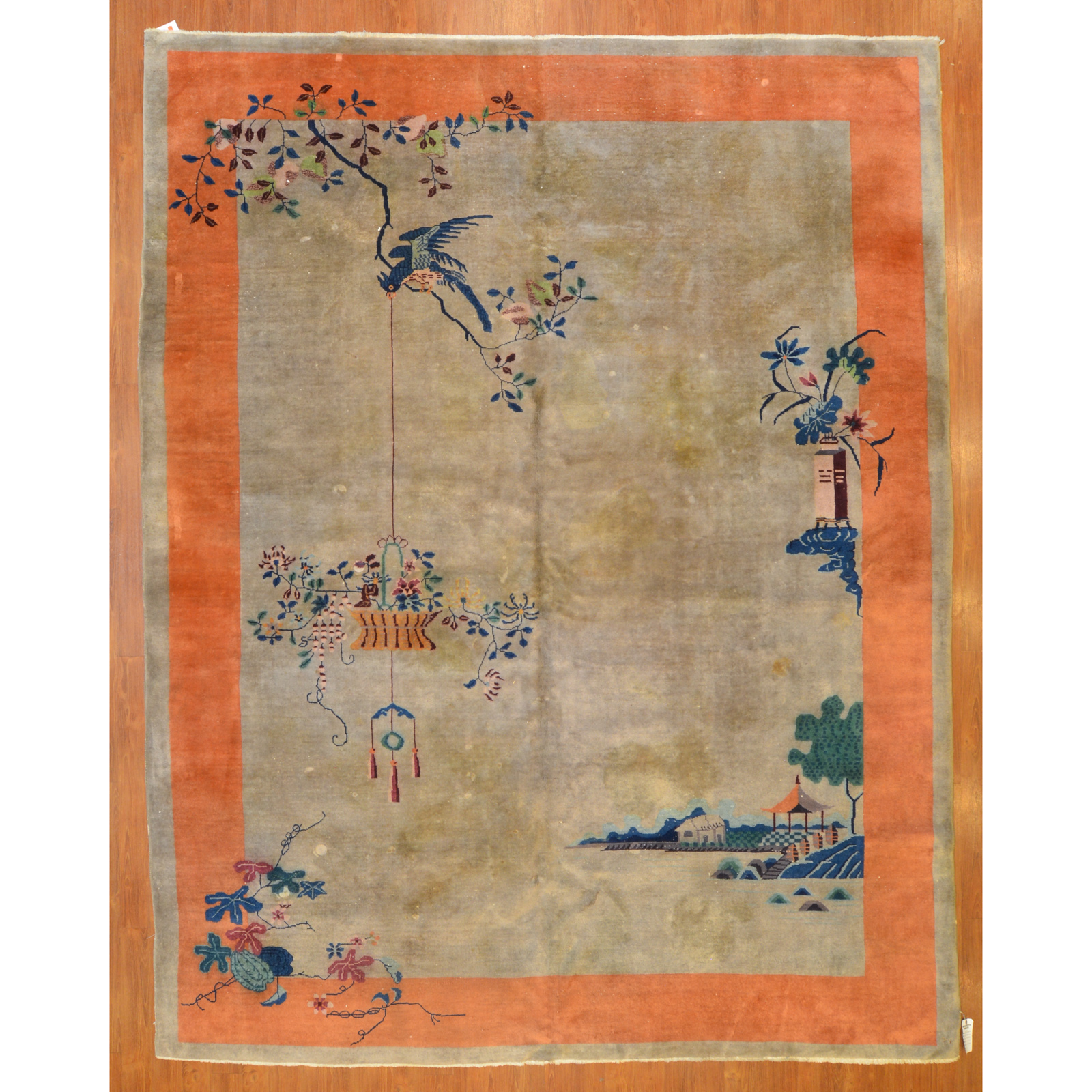 ANTIQUE NICHOLS RUG, CHINA, 9 X