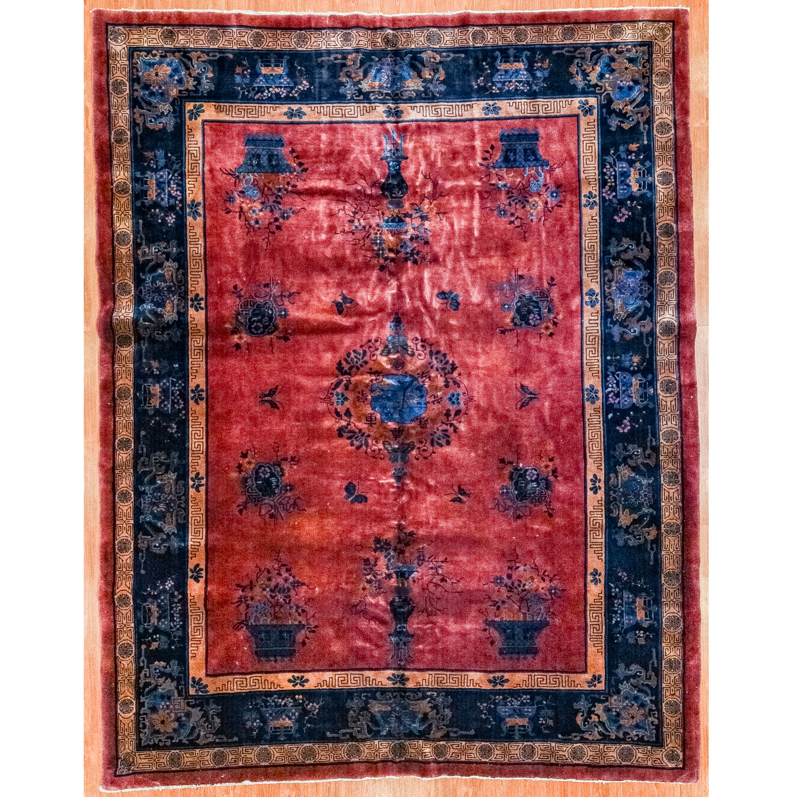 ANTIQUE NICHOLS RUG, CHINA, 9 X