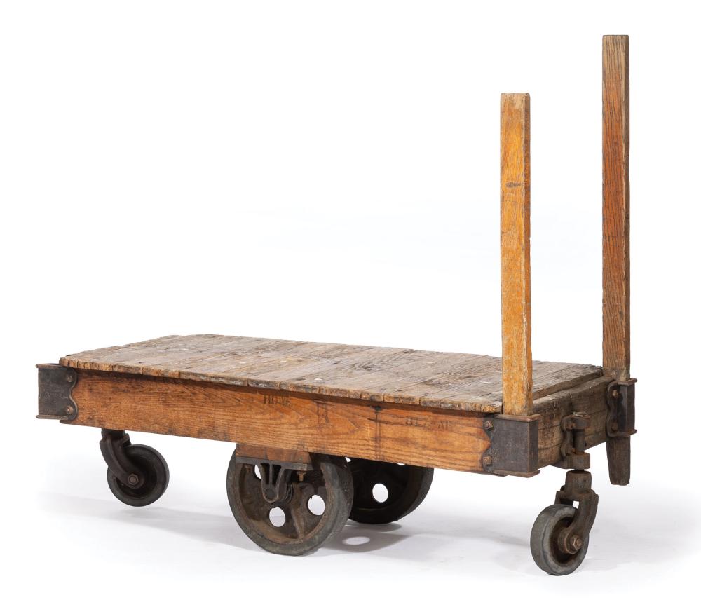 ANTIQUE OAK AND CAST IRON WHARF