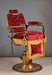ANTIQUE OAK BARBER CHAIR, ATTR