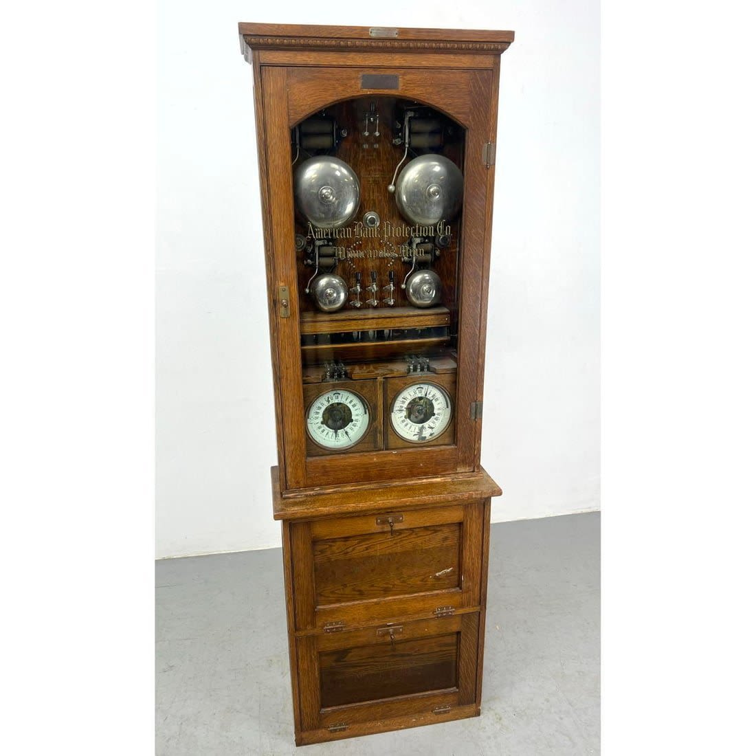 Antique Oak Cabinet Bank Vault