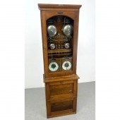 Antique Oak Cabinet Bank Vault