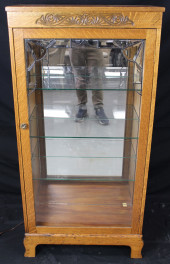 ANTIQUE OAK CURIO CABINET<br>A