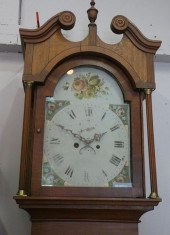 ANTIQUE OAK INLAID TALL CLOCKA