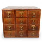 ANTIQUE OAK LIBRARY CARD DRAWE