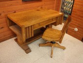 ANTIQUE OAK LIBRARY TABLE WITH