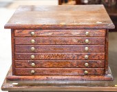 ANTIQUE OAK OPTOMETRIST'S LENS