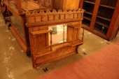 ANTIQUE OAK OVERMANTEL MIRRORA