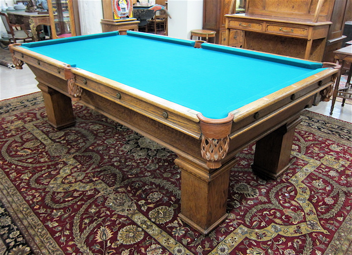 ANTIQUE OAK POOL TABLE