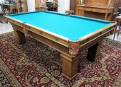 ANTIQUE OAK POOL TABLE Brunswi