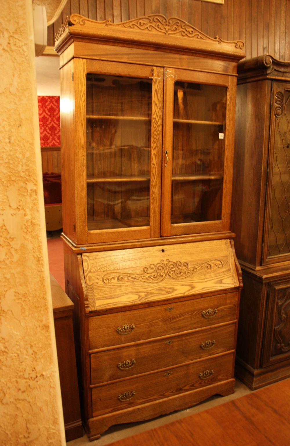 ANTIQUE OAK SECRETARY
