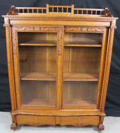 ANTIQUE OAK SLIDING DOOR BOOKC