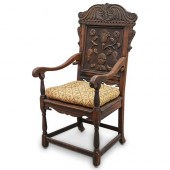 ANTIQUE OAK WAINSCOT ARMCHAIRD