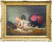 ANTIQUE OIL ON BOARD BABY CRYI
