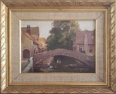 ANTIQUE OIL ON BOARD, "BRUGES:
