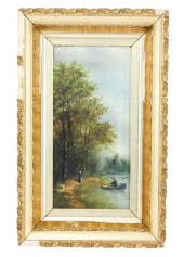 ANTIQUE OIL PAINTING A LAKE SC